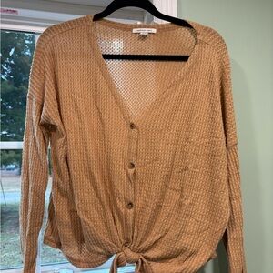 American Eagle Outfitters Camel Waffle Knit Top